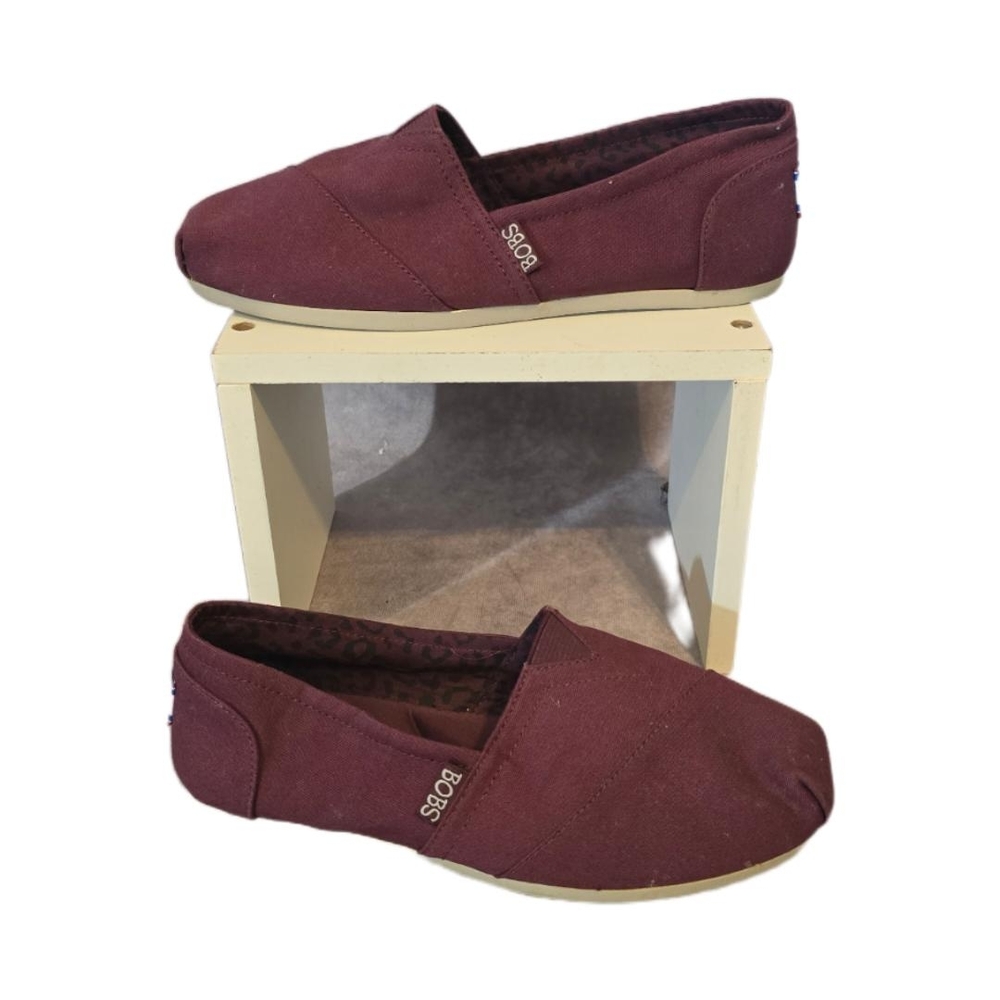 BOBS by Skechers Slip-On‎ Canvas Flats - Burgundy